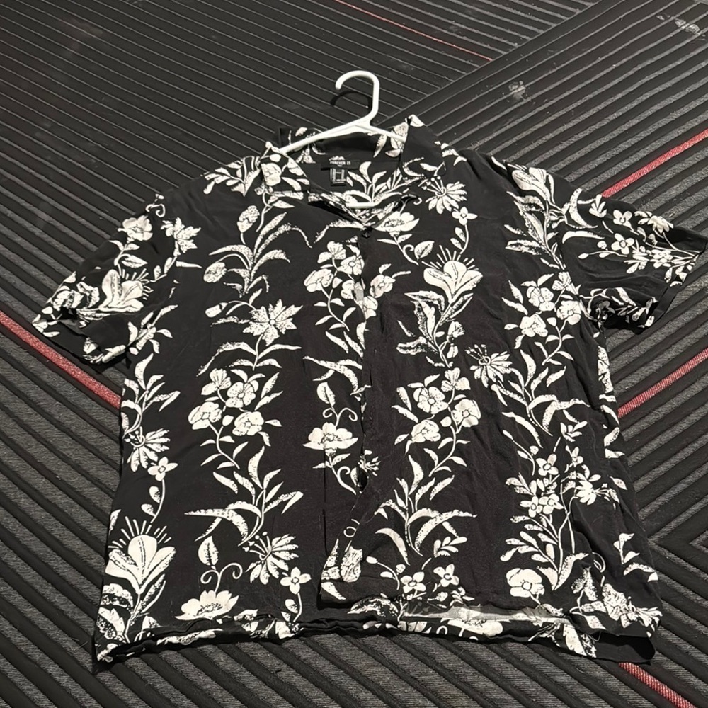 Floral Black and White Men's Shirt